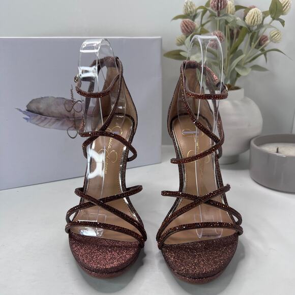 Jessica Simpson JS-Jaeya Strappy Heel Bronze Shimmer Women's 7.5M Formal Prom - Picture 4 of 11